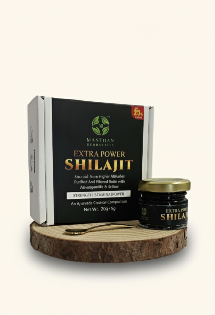 Manthan Herbal Life Extra Power Shilajit.